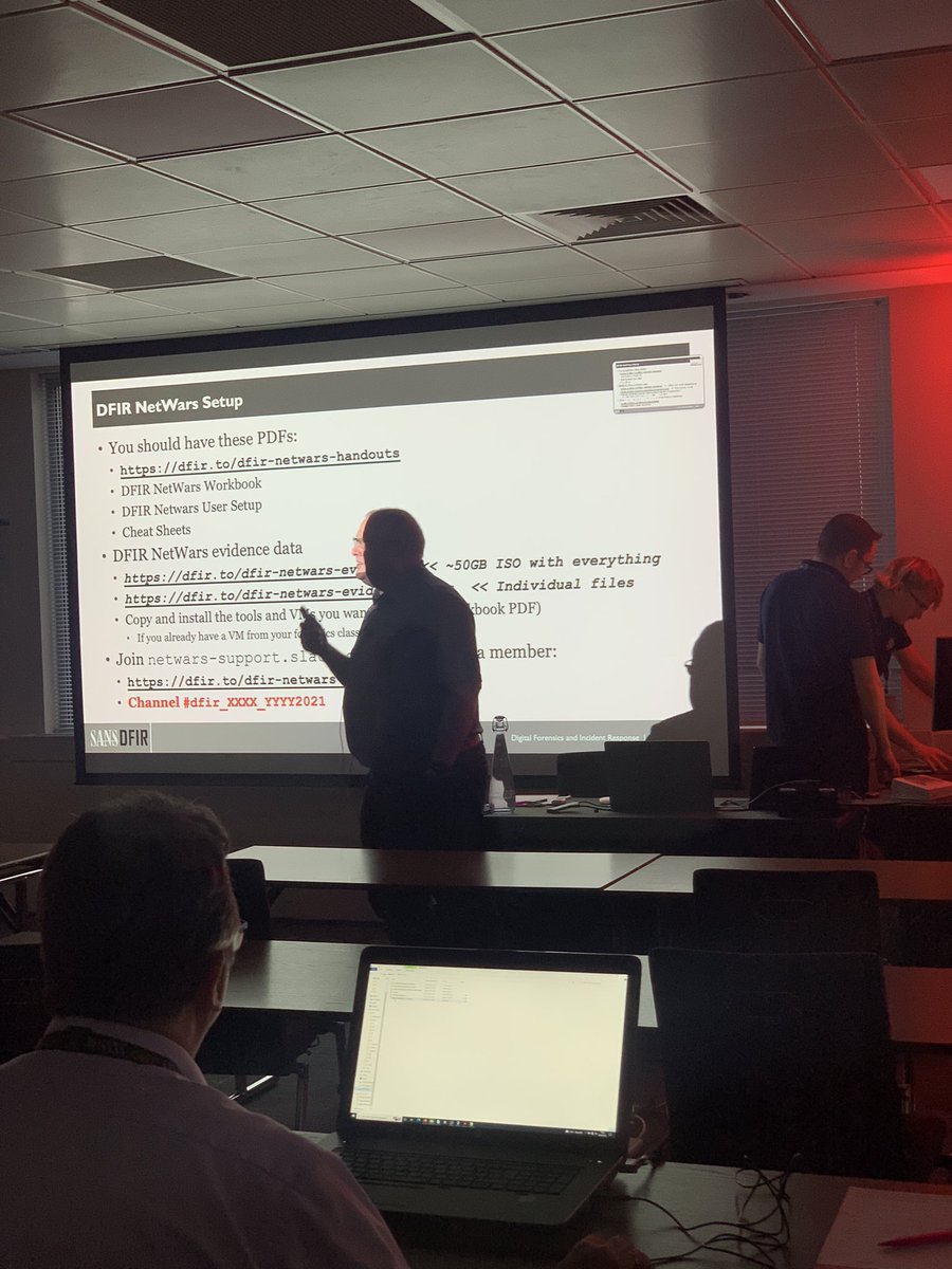 GarethD_Sans's tweet photo. @DFS_JasonJ explaining the rules of engagement for #dfirnetwars here at #sanslondon #netwars #dfir https://t.co/1DkmTWZ8Rb