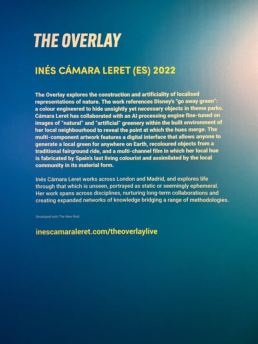 newrealcc's tweet photo. World Premier full presentation of artwork by @icamaraleret – #TheOverlay @ArsElectronica. This work uses colour and hue to characterise the outputs of machine learning models, and their impact in enabling or hindering our understanding of the environment. #environment #ai #art https://t.co/IAhxR9f4jx