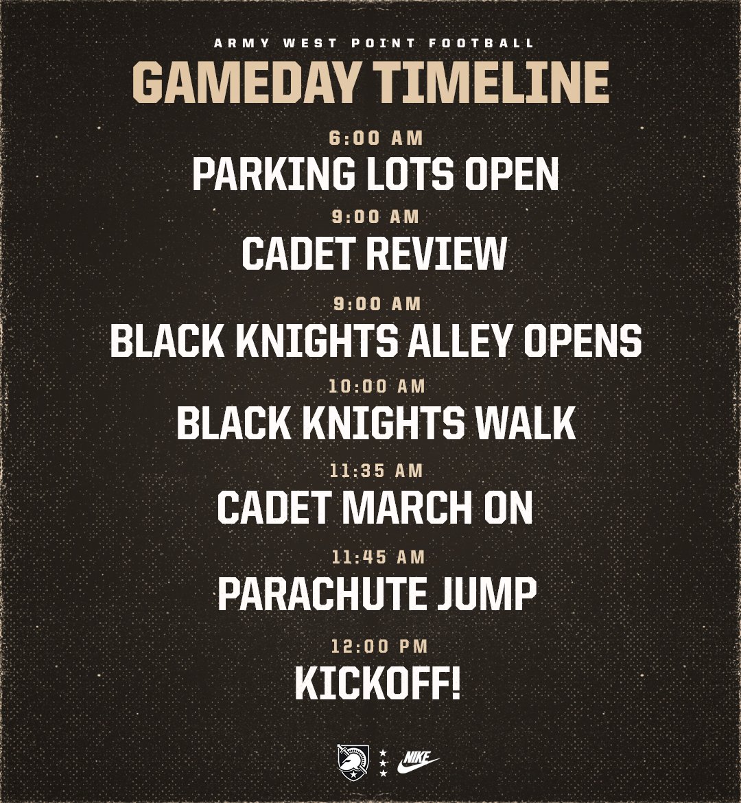 ArmyWP_Football's tweet photo. Be sure to arrive early on Saturday and take advantage of our pregame activities at West Point!
#GoArmy https://t.co/nfTmtPo6io