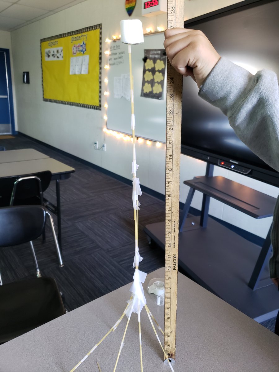 HawksWashington's tweet photo. Team Building Activities in our Algebra Support Class. Always a fun way of learning! Marshmallow Challenge!!!! The tallest stood about 28 inches tall! @HawksWashington https://t.co/FWkoGvYLMW