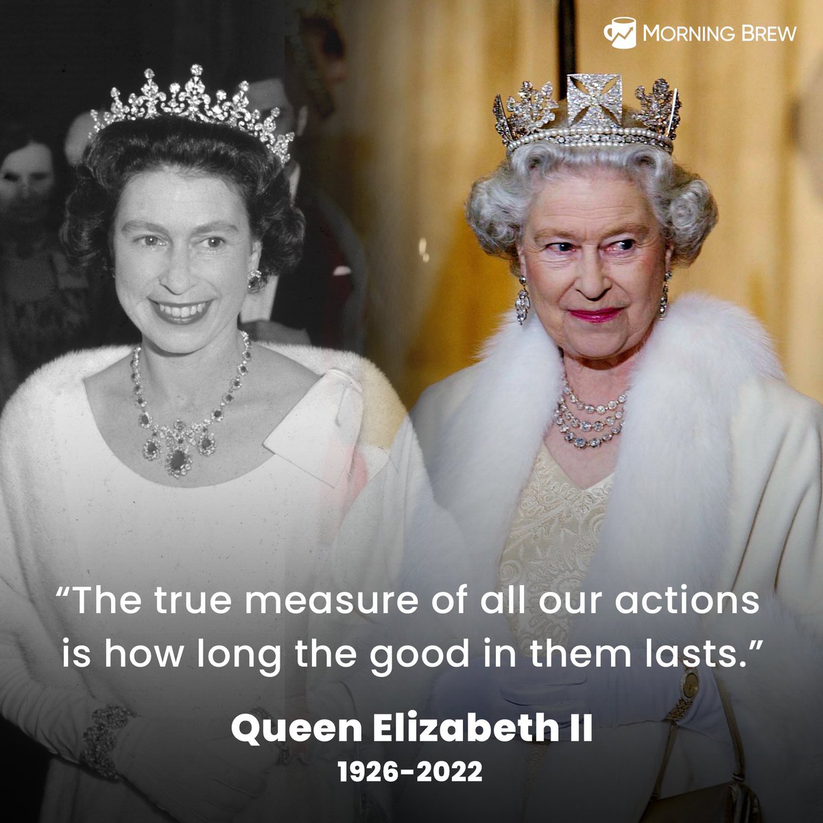 MorningBrew's tweet photo. JUST IN: Queen Elizabeth II has passed away at 96. https://t.co/PGq5rOvgN1
