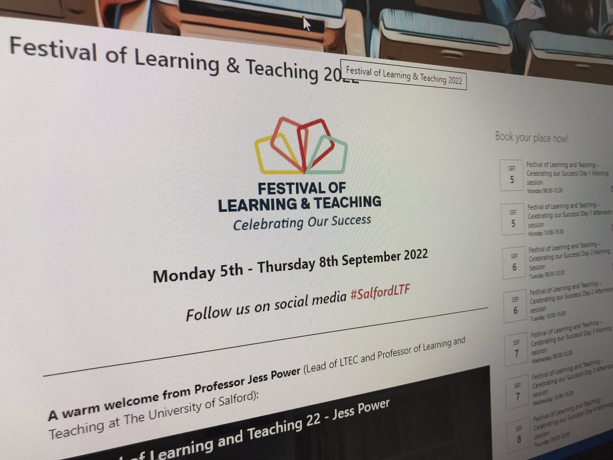 Jess__Power__'s tweet photo. Thank you to LTEC (Sian, Lynn, Calum, Amina, John, Katie, Mo, Joe, Den and Matt) and Frankie, what a team… plus everyone else from around the university that had contributed (too many people to mention) a fantastic L&amp;T festival of four days @SalfordUni @SalfordUniLTEC @SamGrogan https://t.co/ByaGQwRKvH