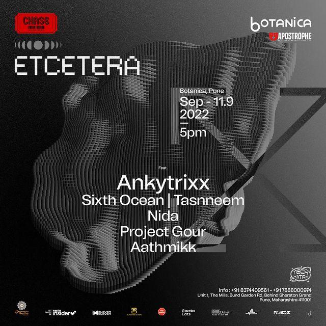 Sunday 11th Sept #pune w/  <a href="/djankytrixx/">Ankytrixx</a>  | <a href="/SixthOceanMusic/">SixthOcean</a>  | <a href="/Tasnneem_/">Tasnneem</a>  | <a href="/nidachakraborty/">Nida Chakraborty</a>  

Tickets : insider.in/etcetera-pune-…