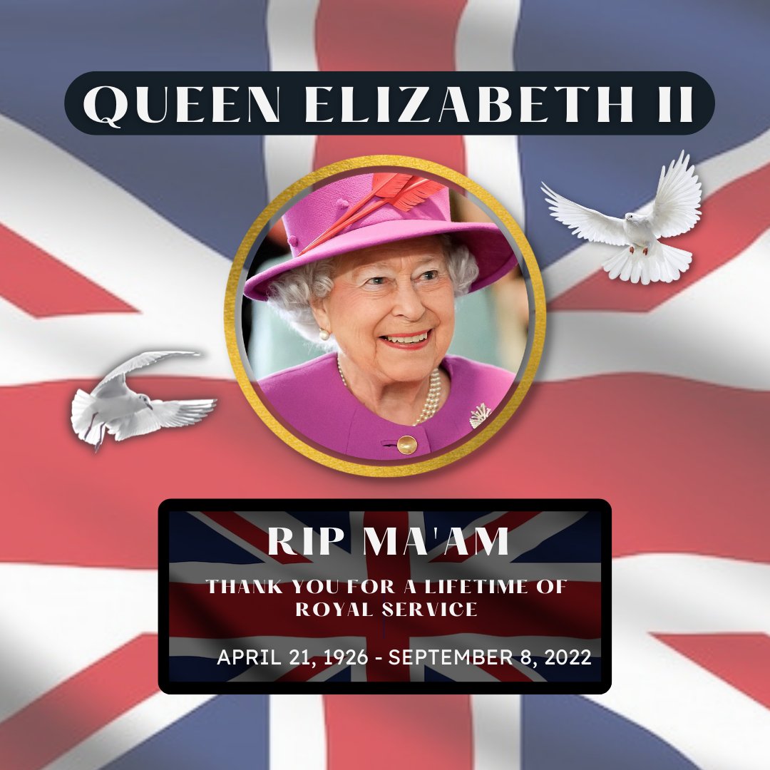 TransponderTV's tweet photo. Her Royal Majesty, Queen Elizabeth II, has died at Balmoral this afternoon. 
We offer our condolences to the King, the Queen Consort, and all other members of the Royal Family at this time.

Some channel TV schedules will now be replaced with rolling news coverage https://t.co/eNoDXJFiJd