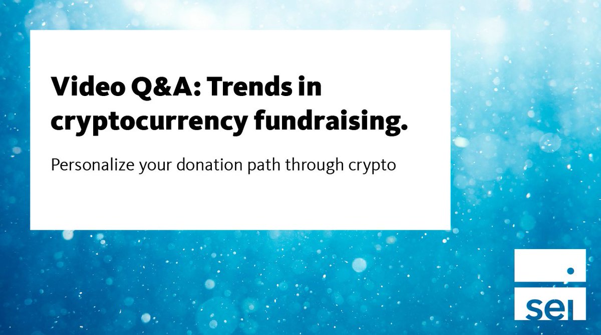 Crypto is here to stay, and it’s being used in ways that might surprise you. Learn how you can tap into the next generation of donors. seic.com/institutional-… #nextgendonors #Cryptocurency