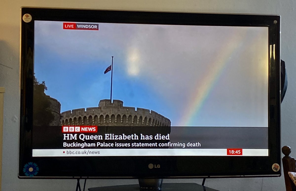 garethrwallace's tweet photo. The rainbow….. I have something in my eye. RIP Ma’am. https://t.co/bbniTDMpnf