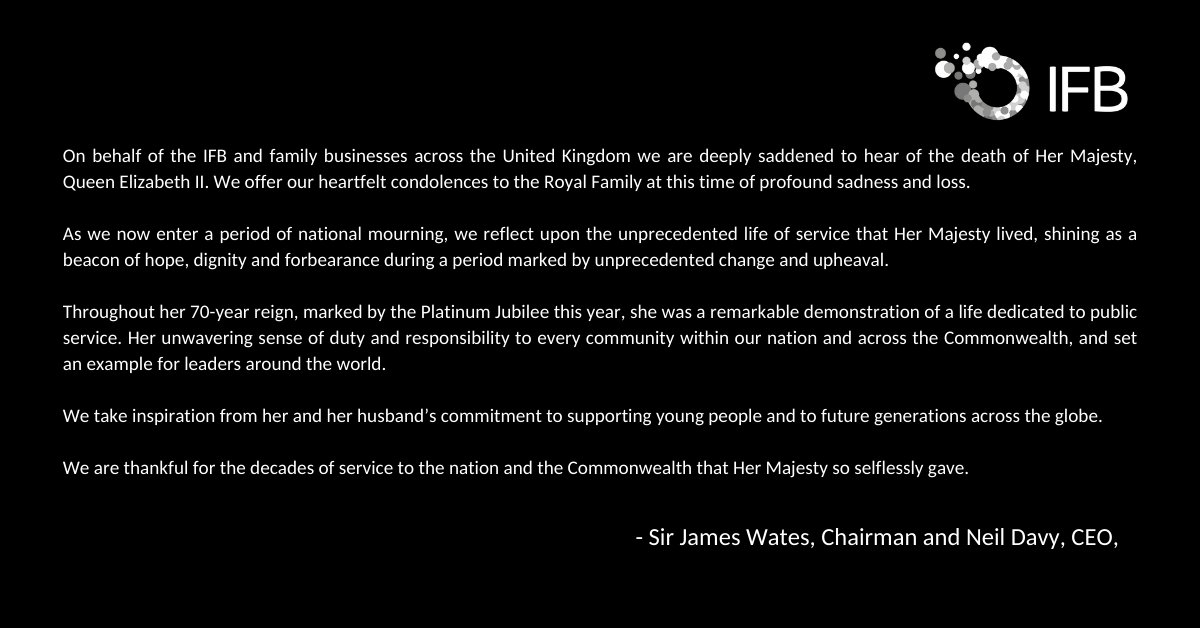 Our statement on the death of Her Majesty, Queen Elizabeth II.