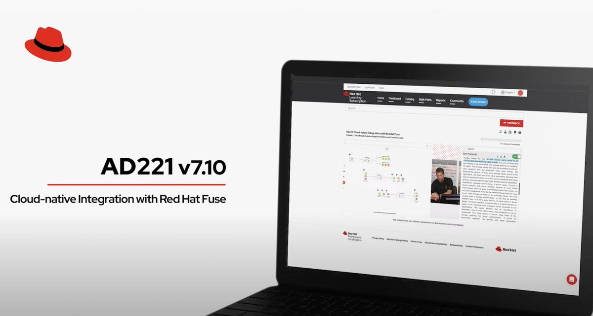 redhatservices's tweet photo. The latest Cloud-native Integration with @RedHat #Fuse and Apache Camel course teaches you how to integrate applications and services with the two products. Watch the video classroom preview to learn more. https://t.co/AIRvrMpRPU https://t.co/UZ2QHoMFzy