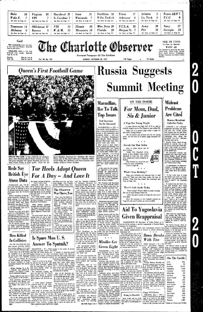 JoeBrunoWSOC9's tweet photo. On October 19, 1957, Queen Elizabeth II attended a UNC-Maryland football game. This was reportedly her first football game

According to the Charlotte Observer, Queen Elizabeth II was amazed no one was hurt.

"How can they hit each other that hard without injury?" @wsoctv https://t.co/lDvuqDV1dd