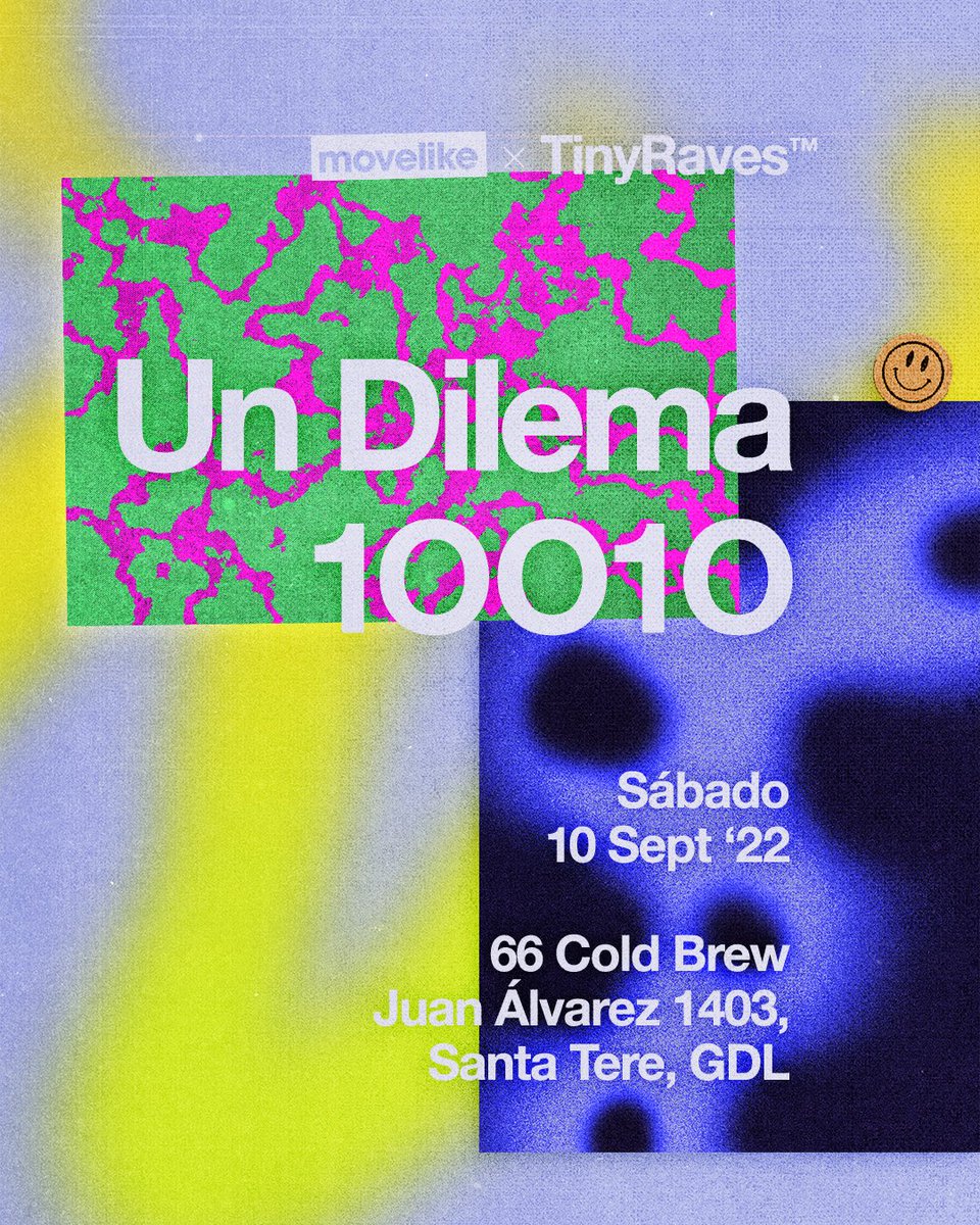 Este Sábado en Guadalajara 🎾

@_undilema_ &amp; <a href="/1OO1Ox/">uno cero cero uno cero</a> en la Tiny. Muchos breaks y technos arremangados. 

8 PM a 1 AM • No Cover