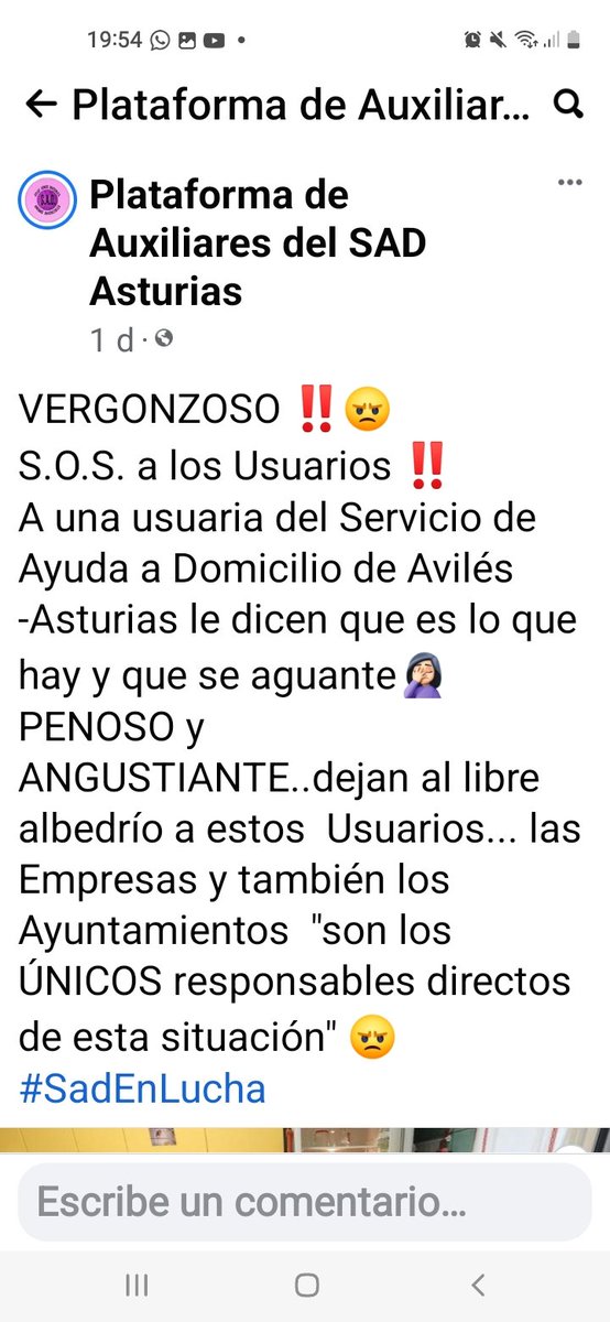 24 días Huelga
📣📣📣📣
‼️🆘️‼️
#Huelgaindefinida
#SAD
#CentrosDeDía 
#Asturias 
#conveniodignosad
#SadEnLucha

elcomercio.es/aviles/trabaja…