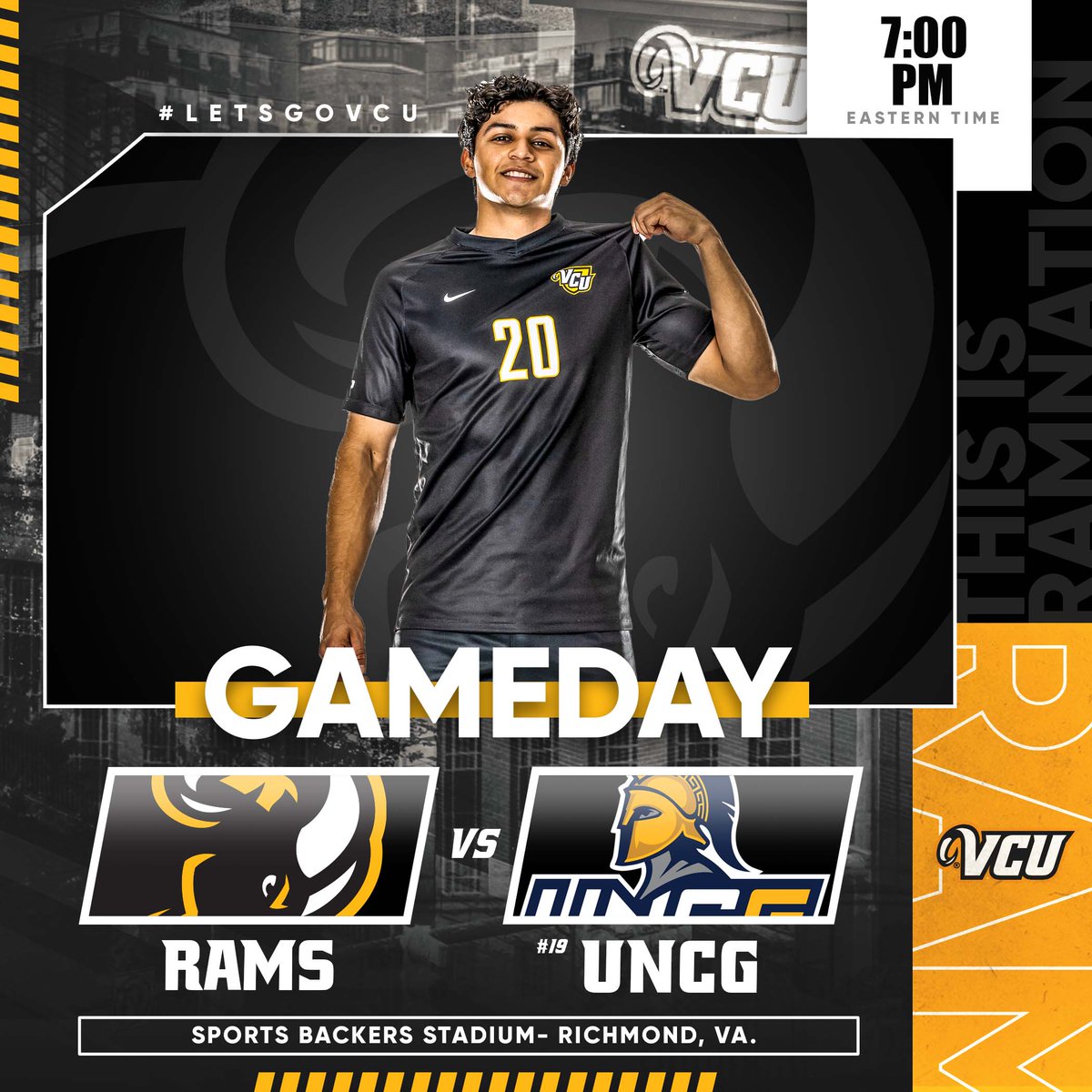 VCUMensSoccer's tweet photo. GAMEDAY: Home sweet home! 🏡We get to play our first regular season home game of 2022 this evening! 🐏
🆚 #19 UNC Greensboro (@UNCGsoccer)
⏰ 7 p.m.
📍 Sports Backers Stadium
💻 https://t.co/7a3YPvdfC1
📊 https://t.co/I0zpck3oIb
#LetsGoVC https://t.co/Dj5JhBHHjs