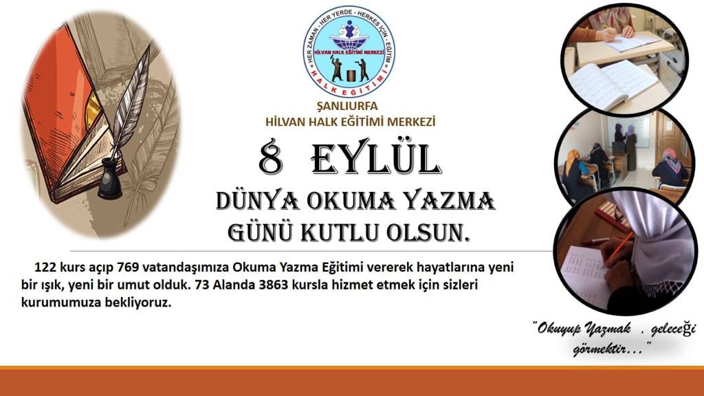 HilvanHalk's tweet photo. 122 kurs açıp 769 vatandaşımıza Okuma Yazma Eğitimi vererek hayatlarına yeni bir ışık yeni bir umut olduk. 73 Alanda 3863 kursla hizmet etmek için sizleri kurumumuza bekliyoruz. 
HİLVAN HALK EĞİTİMİ MERKEZİ
#hayatboyuögreniyoruz #8EyluelDuenyaOkumaYazmaGuenue @mebhbogm @tcmeb https://t.co/yP7fQZi4ZP