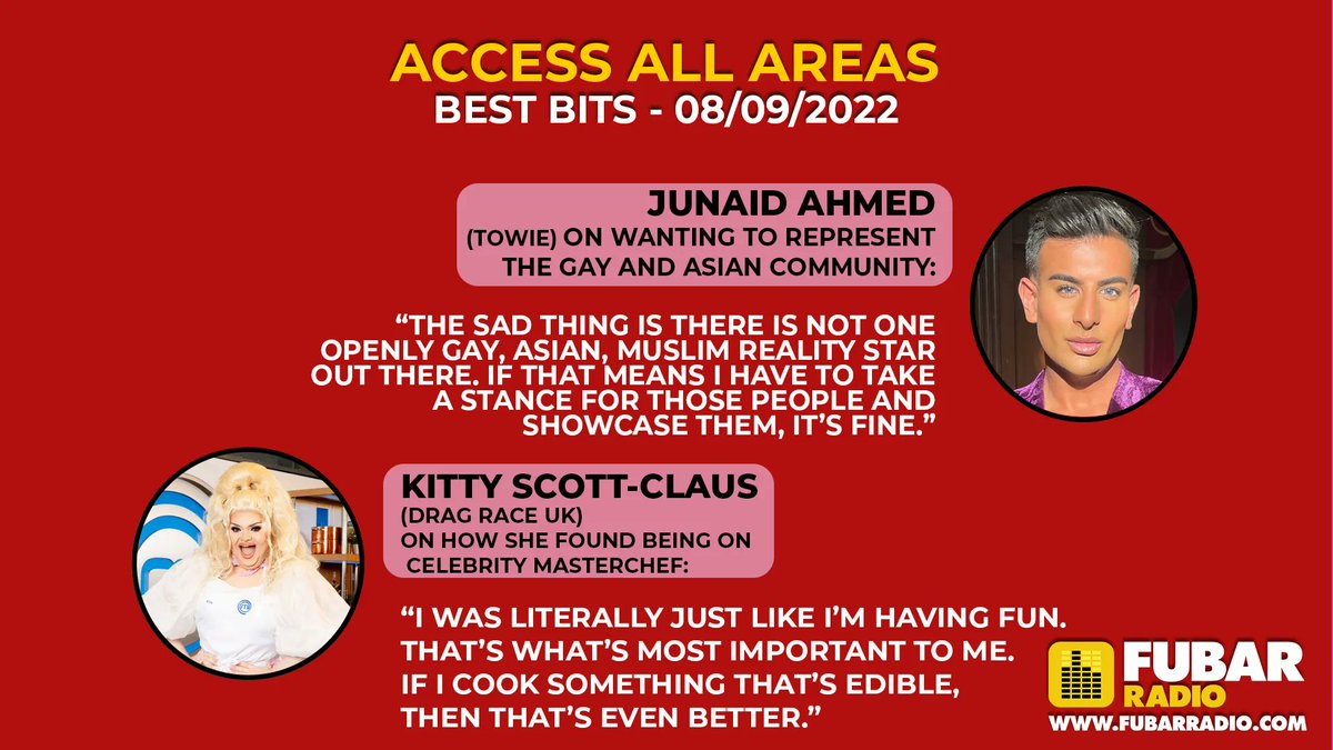 Chatting to @BobbyCNorris and @steveleng this week on #AccessAllAreas was… 🎉@JunaidAhmed__ 🎉@kittyscottclaus Listen back to hear them talking all about #DragRaceUK, #TOWIE, and #celebritymasterchef here 👇 buff.ly/3AYHe3K