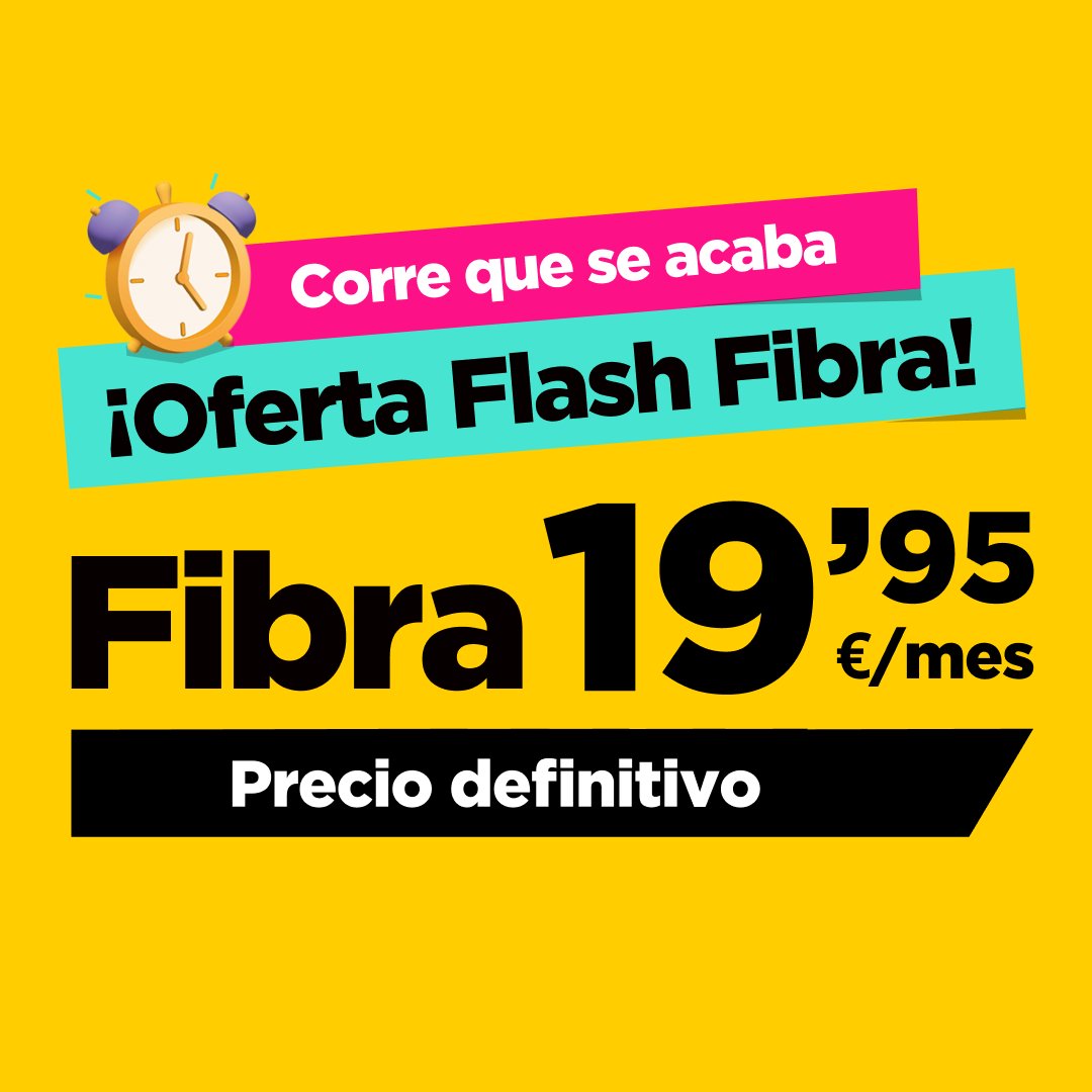 Jazztel España on X: ¡Oferta Flash Fibra en Jazztel! Fibra por 100MB por  19,95 €/mes. Precio definitivo. ¡Corre que se acaba!    / X