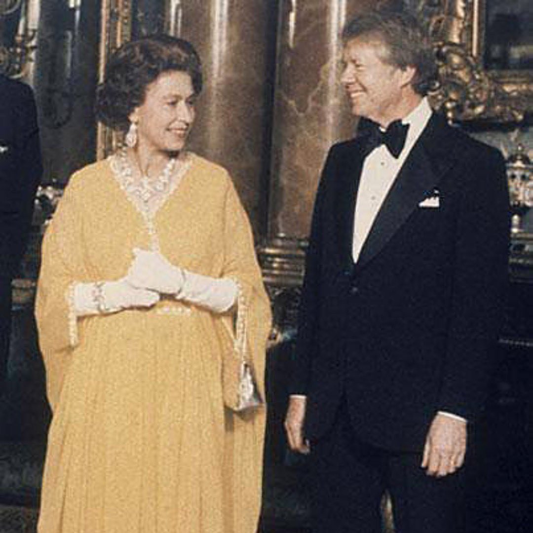 President Carter and Queen Elizabeth II in Buckingham Palace in 1977.