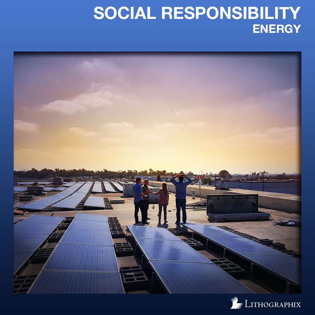 lithographixinc's tweet photo. Our rooftop is adorned with a 650 kW solar array. This was the first commercial installation in the city of Hawthorne and still remains as one of the largest - offsetting our energy demand by approximately 30%.

https://t.co/cFIXhMBYNZ 
#CleanEnergy #Sustainability https://t.co/YiN3zGEioR