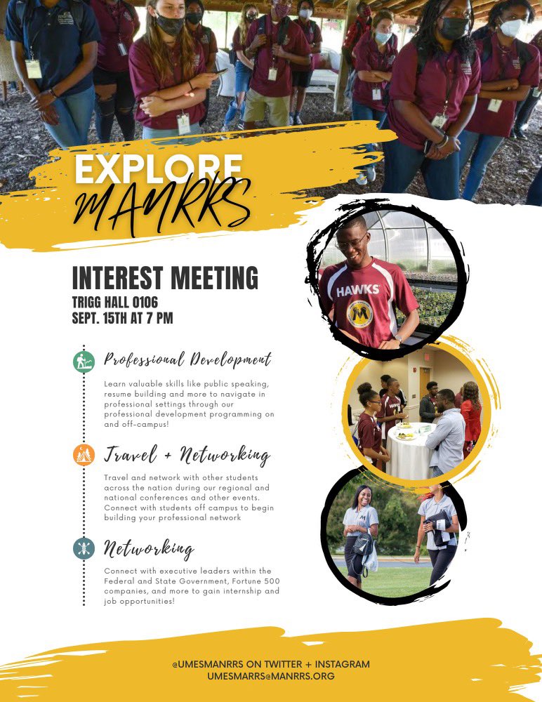 Missed us at First Look Fair? Join us for our interest meeting next Thursday @ Trigg Hall @ 7pm! #umes