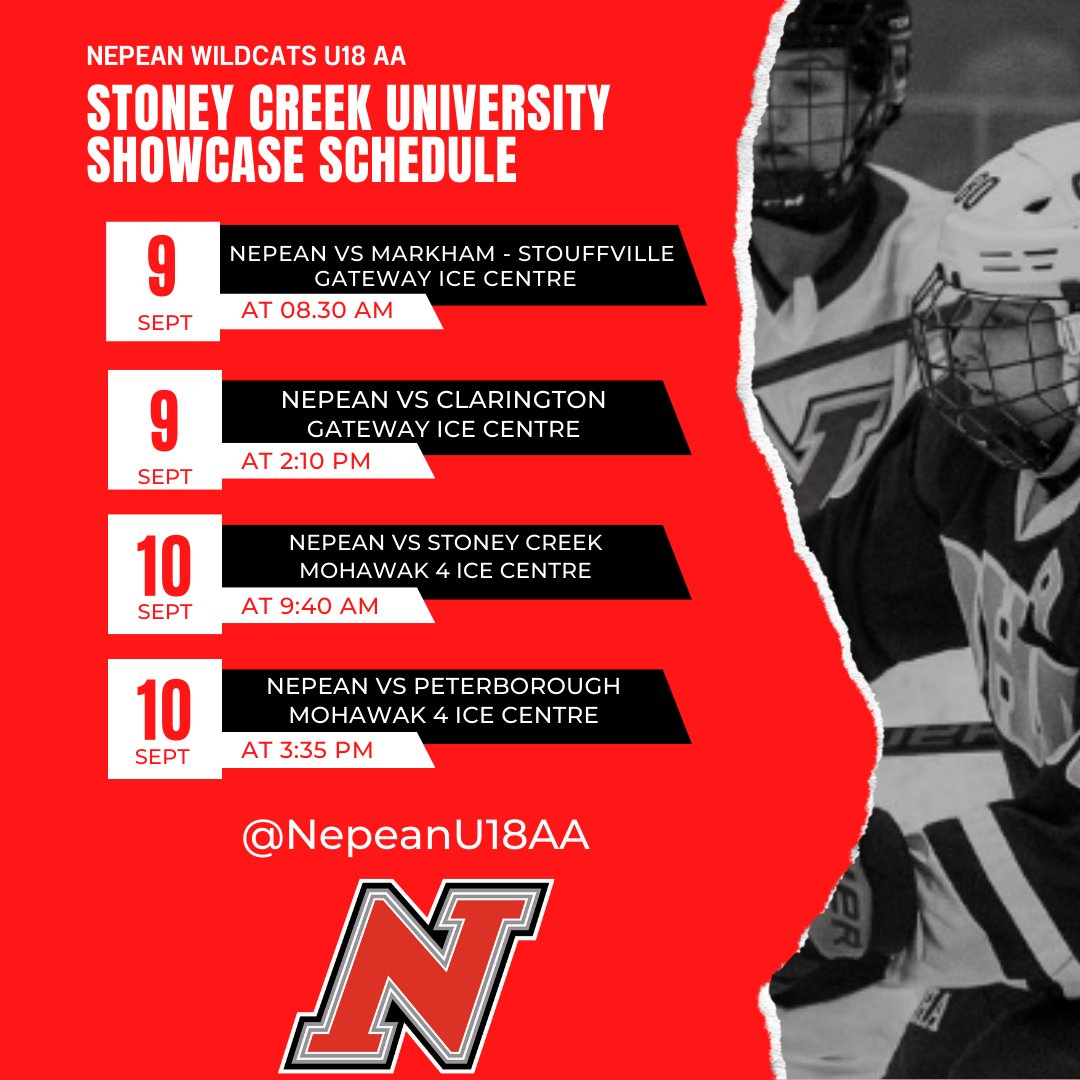 NepeanU18AA's tweet photo. We are officially headed down the 401 to @u18stoneycreek Showcase this weekend. #letsgo @gatewayicecenter @mohawkicecentre
Let's get this season started! https://t.co/FbNzeMcGKM