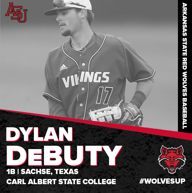 A JUCO All-American who hit .310 in 2 seasons at Carl Albert State College with 30 homers and 105 RBIs.. Welcome to A-State, Dylan!

🔴 Dylan DeButy
🔴 1B
🔴 Sachse, Texas | Carl Albert State College