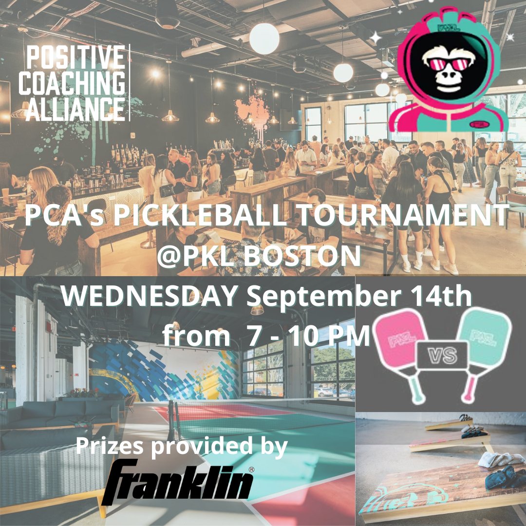 Beth O’Neill Maloney, PCA-NE Regional Director (@beth_pca_ne) on Twitter photo If you enjoyed our #StadiumStampede, you will definitely want to join our PCA Pickleball Tournament next week, Wed. 9/14 from 7-10 pm, at PKL Boston in Southie, food, beverages, prizes from <a href="/FranklinSports/">Franklin Sports</a> Info + registration #SupportYouthSports forms.gle/4DKZaYuBandjak… If you enjoyed our #StadiumStampede, you will definitely want to join our PCA Pickleball Tournament next week, Wed. 9/14 from 7-10 pm, at PKL Boston in Southie, food, beverages, prizes from <a href="/FranklinSports/">Franklin Sports</a> Info + registration #SupportYouthSports forms.gle/4DKZaYuBandjak…