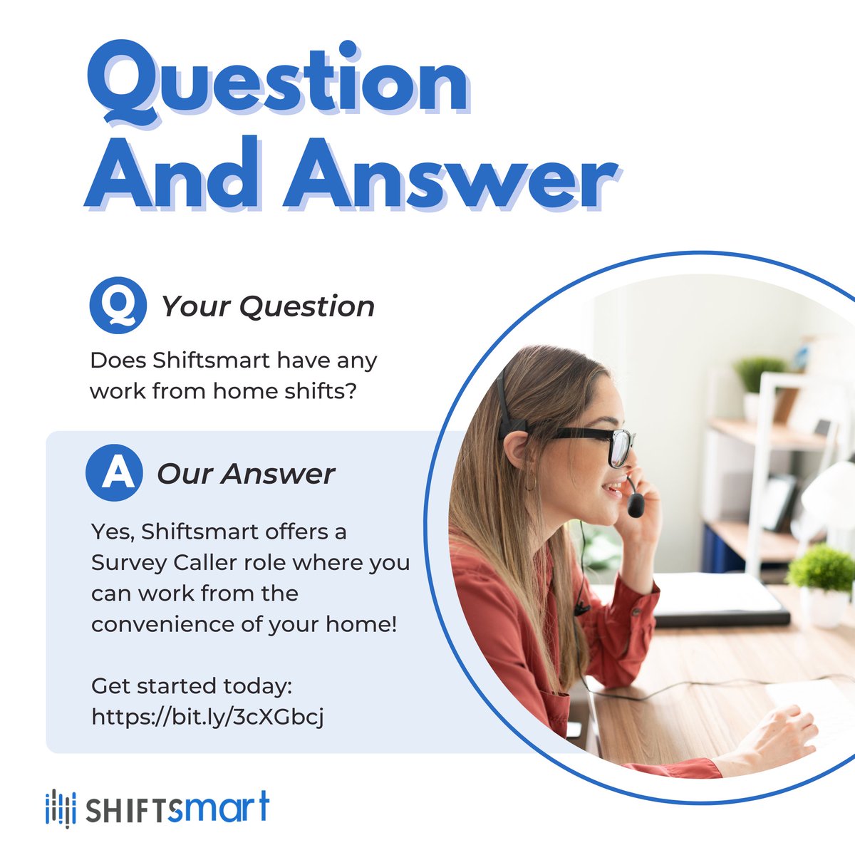 Want to work from the convenience of your home? 🏡

Shiftsmart offers Survey Caller shifts that you can pick up on your own time and schedule! 

Get started today: bit.ly/3cXGbcj