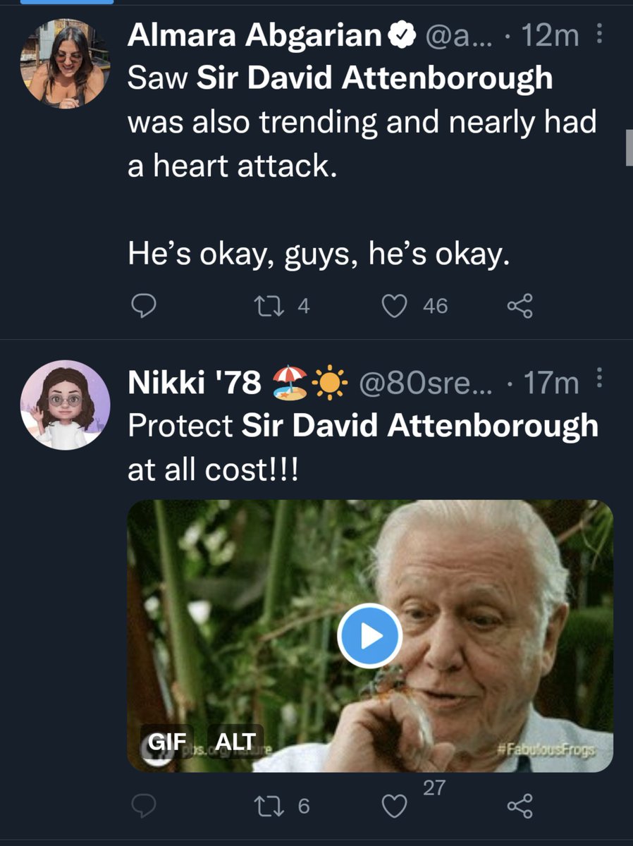 Arrghigiveup's tweet photo. Ok, so as it turns out, there are, in fact, a LOT of people suddenly and spontaneously worried about Sir David Attenborough https://t.co/OBmyFF8EKx