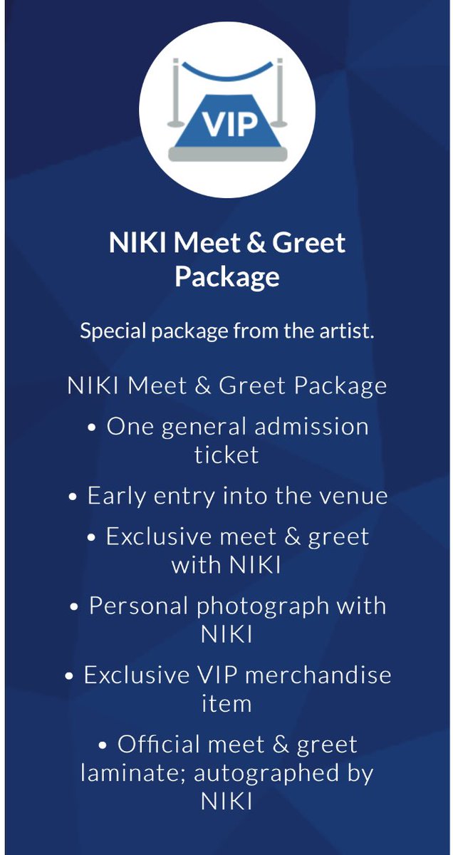 sae_tix's tweet photo. Want to sell two (2) VIP Meet and Greet tickets for NIKI in San Francisco on 9/15 n2. $150 each, negotiable. They’re listed on axs but I can transfer too. Dm me if you’re interested!

WTS, WTB, SF, the Nicole Tour, the Regency https://t.co/Zshkaduloq
