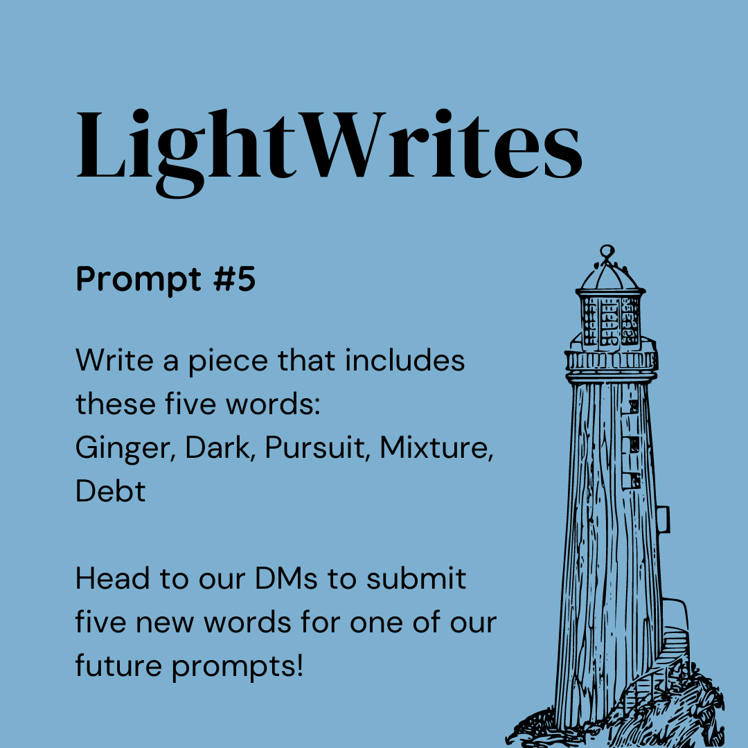 TheLighthouseB2's tweet photo. As the days get colder and darker, all we can think about is our drinking favorite ginger tea and working on our writing pursuits. We will be forever in your debt if you send us some more prompt ideas... look for a mixture of your suggestions in the future! ;) https://t.co/a1te6zV1Ma