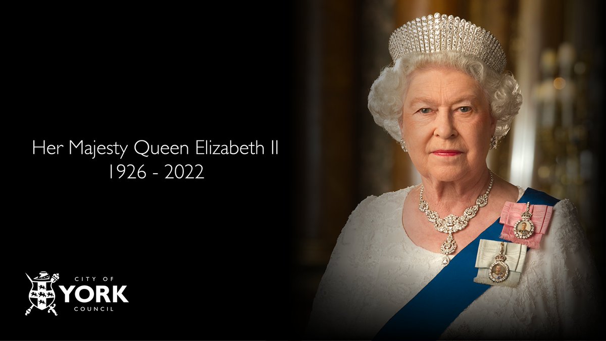 CityofYork's tweet photo. Following the confirmation from Buckingham Palace of the demise of Her Majesty, Queen Elizabeth II today 8 September 2022, leaders from York have expressed their condolences on behalf of the city. https://t.co/J8a2yheixm