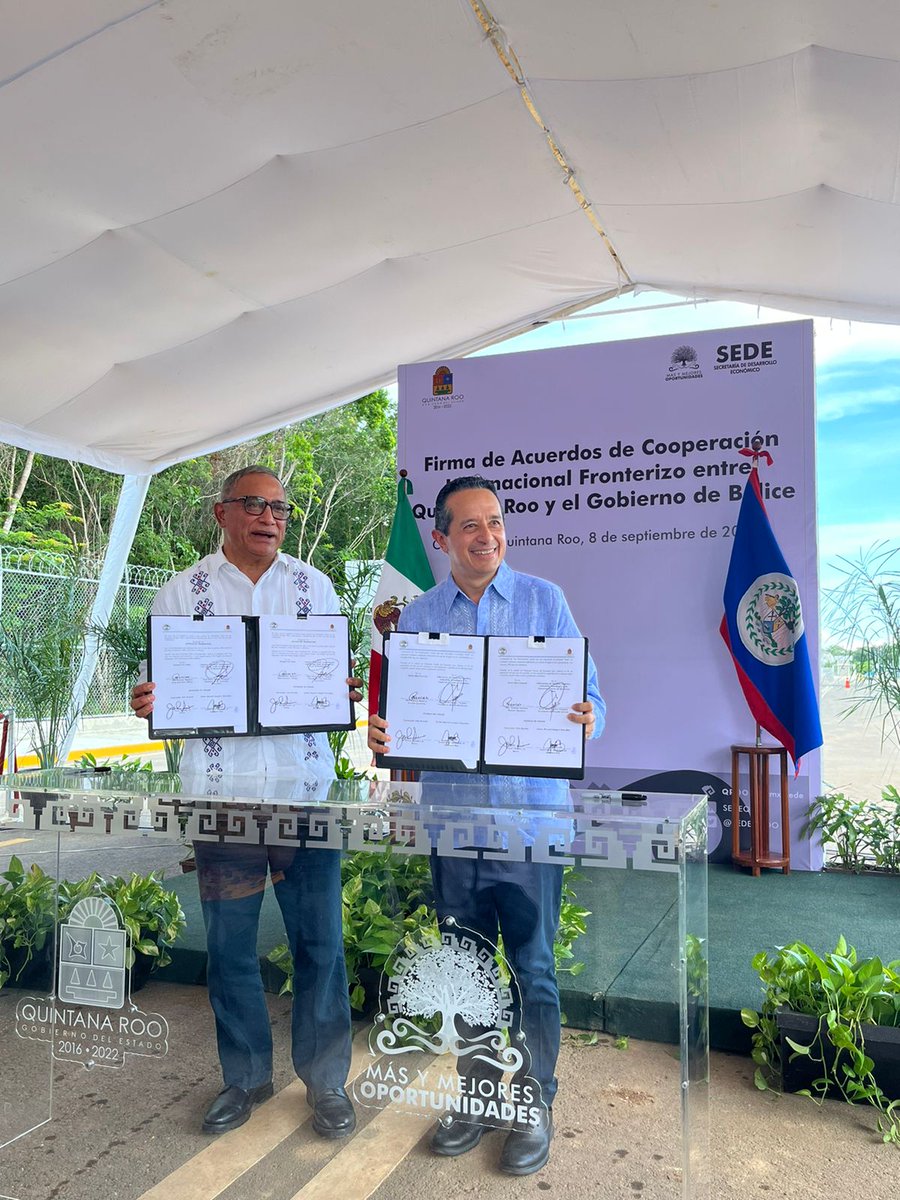 Maximiliano Reyes Zúñiga (@maximilianoreyz) on Twitter photo Desde la <a href="/SRE_mx/">Relaciones Exteriores</a> celebramos este ánimo del <a href="/GobQuintanaRoo/">Gobierno Quintana Roo</a> <a href="/CarlosJoaquin/">Carlos Joaquín</a> y del Primer Ministro <a href="/JohnBricenoBZE/">John Briceño</a> para suscribir los Acuerdos de cooperación internacional fronterizo que fortalecerán los lazos económicos y de cooperación entre 🇲🇽🇧🇿<a href="/m_zamarripa/">Martha Zamarripa R.💙</a> <a href="/EmbaMexBee/">Embassy Mexico in Belize</a> Desde la <a href="/SRE_mx/">Relaciones Exteriores</a> celebramos este ánimo del <a href="/GobQuintanaRoo/">Gobierno Quintana Roo</a> <a href="/CarlosJoaquin/">Carlos Joaquín</a> y del Primer Ministro <a href="/JohnBricenoBZE/">John Briceño</a> para suscribir los Acuerdos de cooperación internacional fronterizo que fortalecerán los lazos económicos y de cooperación entre 🇲🇽🇧🇿<a href="/m_zamarripa/">Martha Zamarripa R.💙</a> <a href="/EmbaMexBee/">Embassy Mexico in Belize</a>