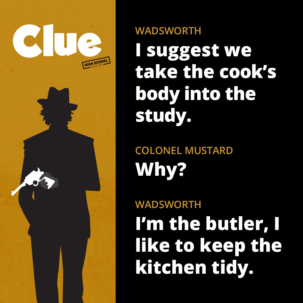 Do you have any clue what happens? Tickets are now on sale for Clue at masondrama.com
#showquote #clueonstage