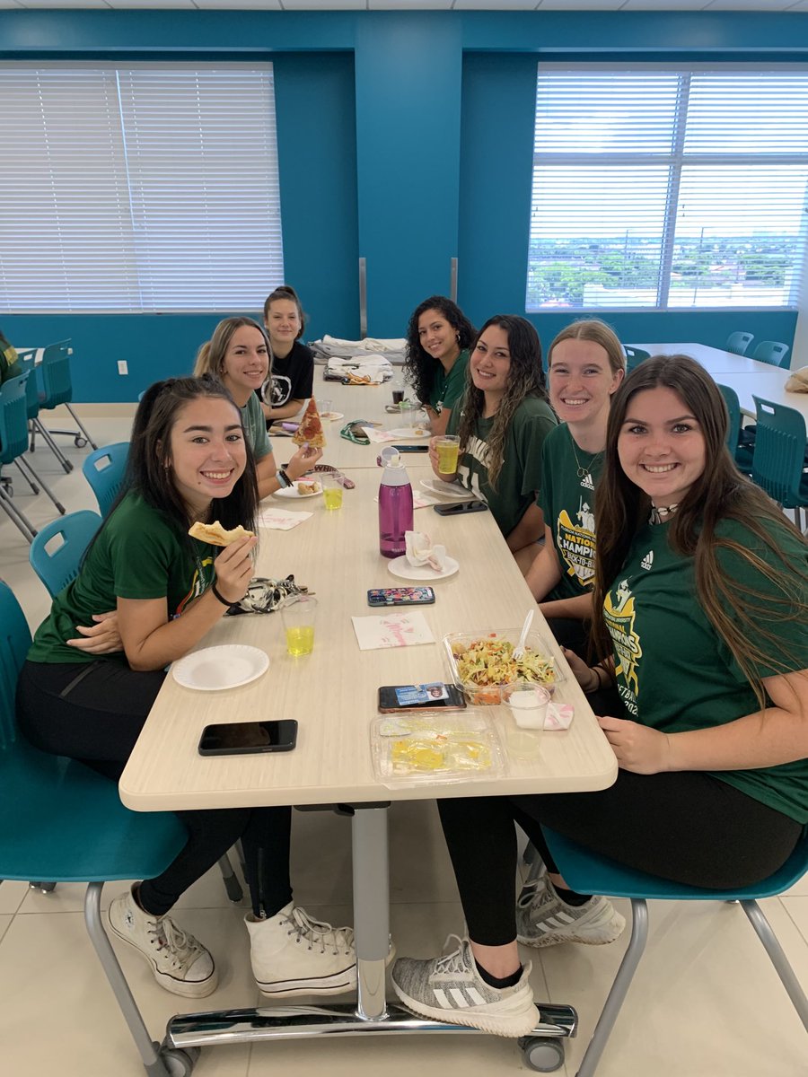 First team meeting, team selfie &amp; team pizza party for FNU Softball as we also brought out the Back to Back National Championship Hardware. The players are ready to roll &amp; the three-peat is on the team menu for the 2023 season. On the Eve of a new Cobra Kai season, NO MERCY! 🥎🐉