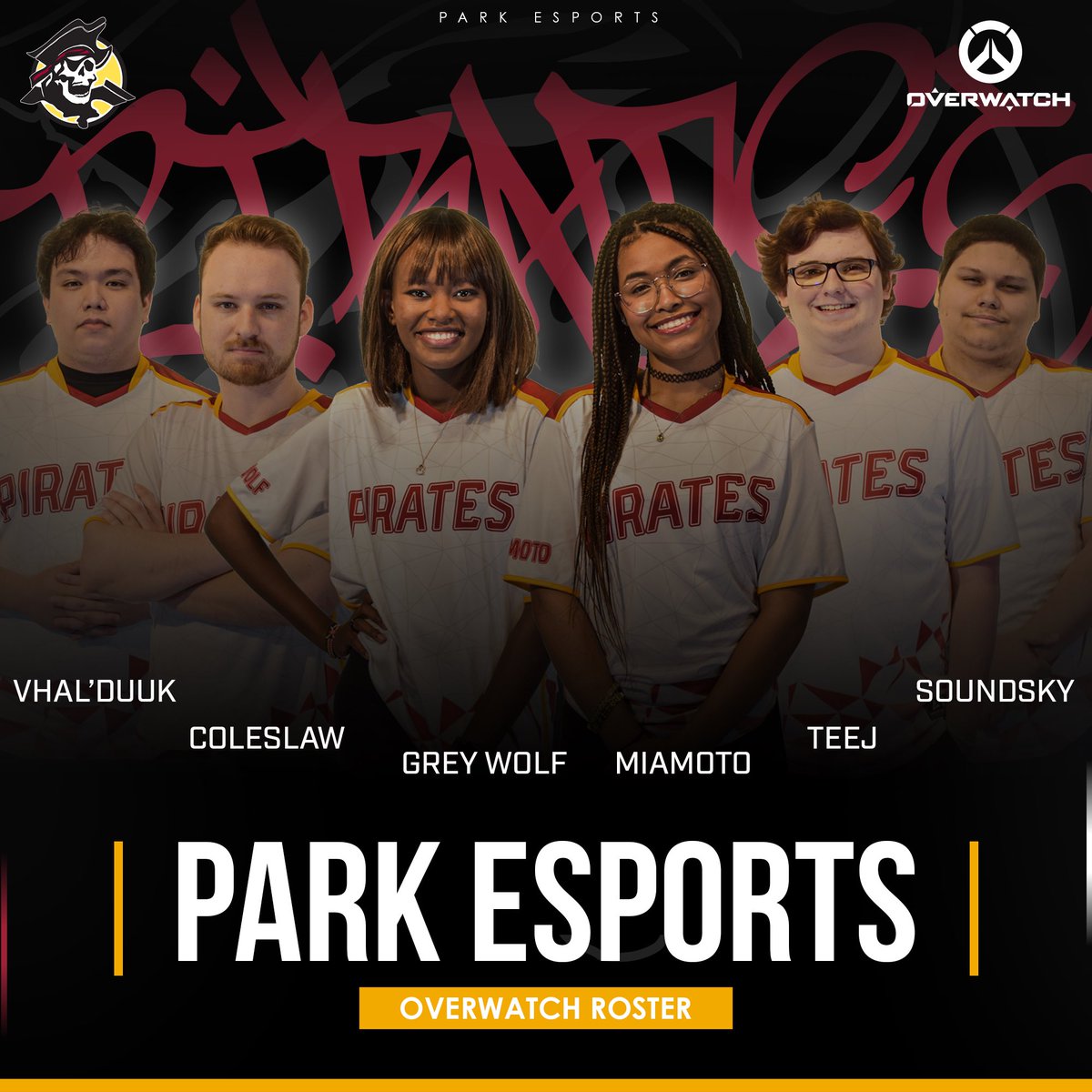 And last BUT NOT least 🥁🥁🥁 our OVERWATCH ROSTER🔥😮‍💨 Lookin good guys😏 
Not pictured: Kaeli “Glytch” Blak &amp; Abigail “PwincessDva” Klein
•
•
•
#overwatch #esports #parkuniversity #gaming #parkvillemo #kcmo #kansascity #pcgaming #pirates #parkpirates