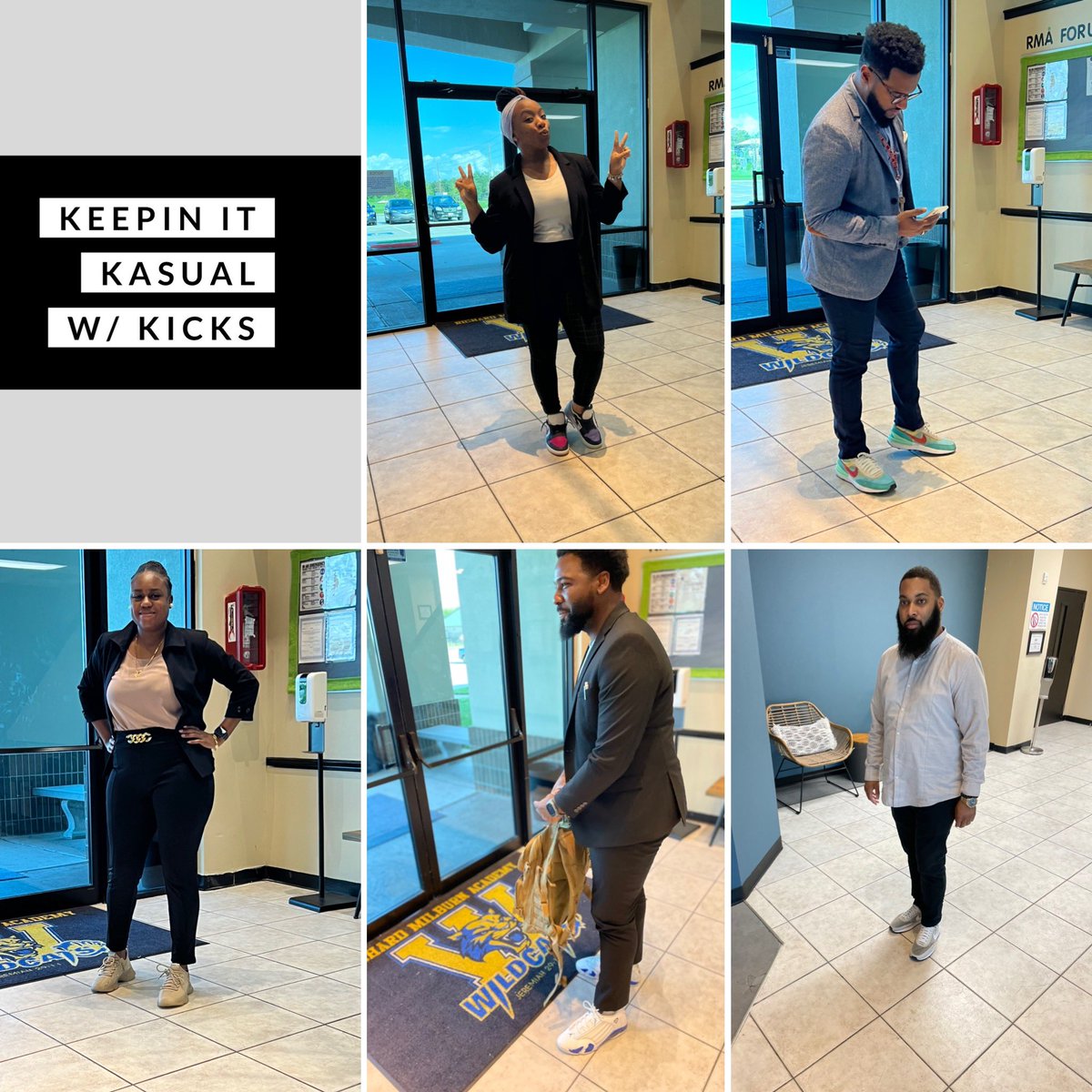 RMAhouston's tweet photo. A few staff members decided to “Keep it Kasual w/ Kicks” #Prepare2Succeed @RMAschools #ShoeGame #FitCheck https://t.co/uFopiI9dZp