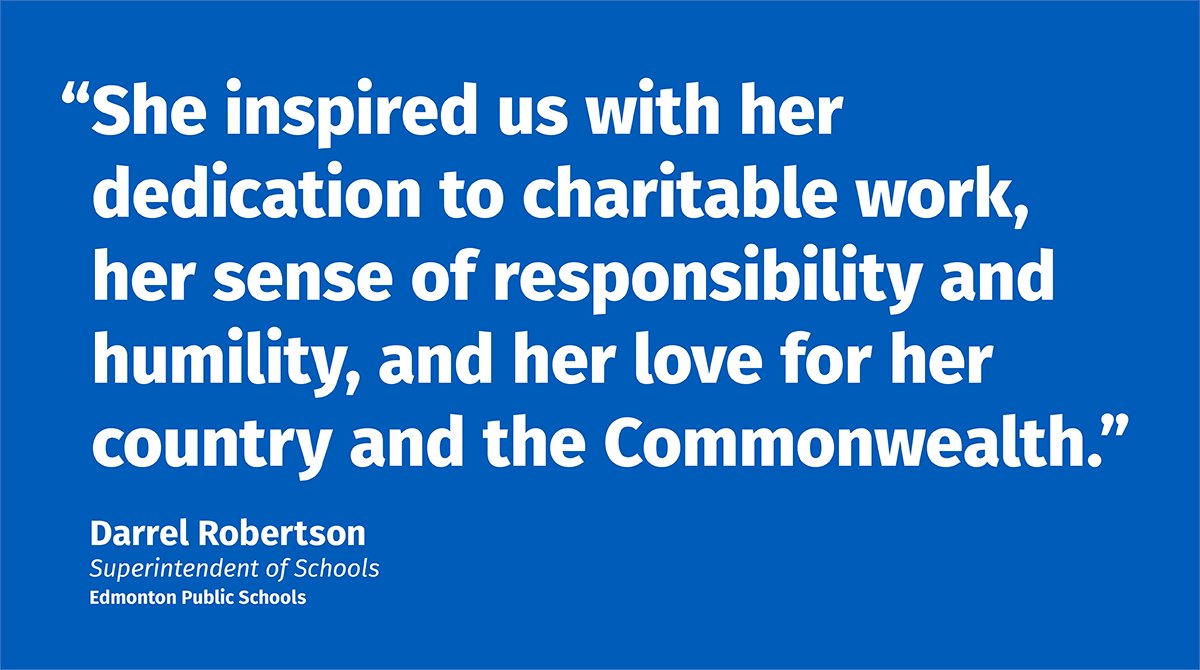 EPSBNews's tweet photo. Superintendent Darrel Robertson has shared a statement on the passing of Her Majesty Queen Elizabeth II: “As we take time to reflect on her contributions, on behalf of Edmonton Public Schools, we extend our condolences.” Read the full statement: https://t.co/f1dEvmoiG0 #EPSB https://t.co/drKSsR583n