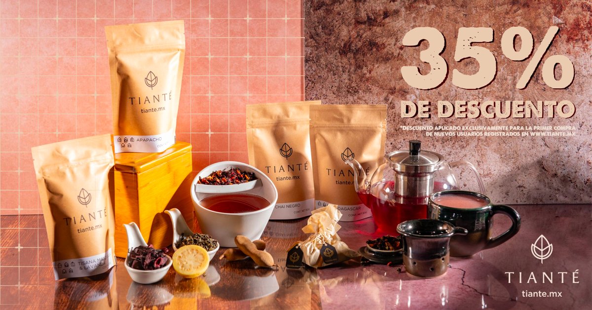 TianTeMX's tweet photo. 🫖🍃🎁Pide hoy con 35% de descuento🔥🌵. Anímate y realiza tu primer pedido de Tés y tisanas. *Promoción válida exclusivamente para nuevos usuarios registrados durante el mes de septiembre 2022 📣🕥🇲🇽🔥 #healthy #tea #mindfulnes #tealover #tiantemx #mexico #bienestar #teapets https://t.co/pNxLvweYcl