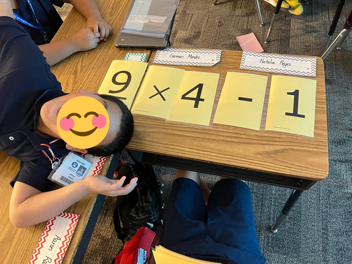 erin_fuqua's tweet photo. Working collaboratively to create numerical expressions. The answer was 35, but check out all the different expressions we created! @Buffalo_Creek1 https://t.co/Eye0o88raF