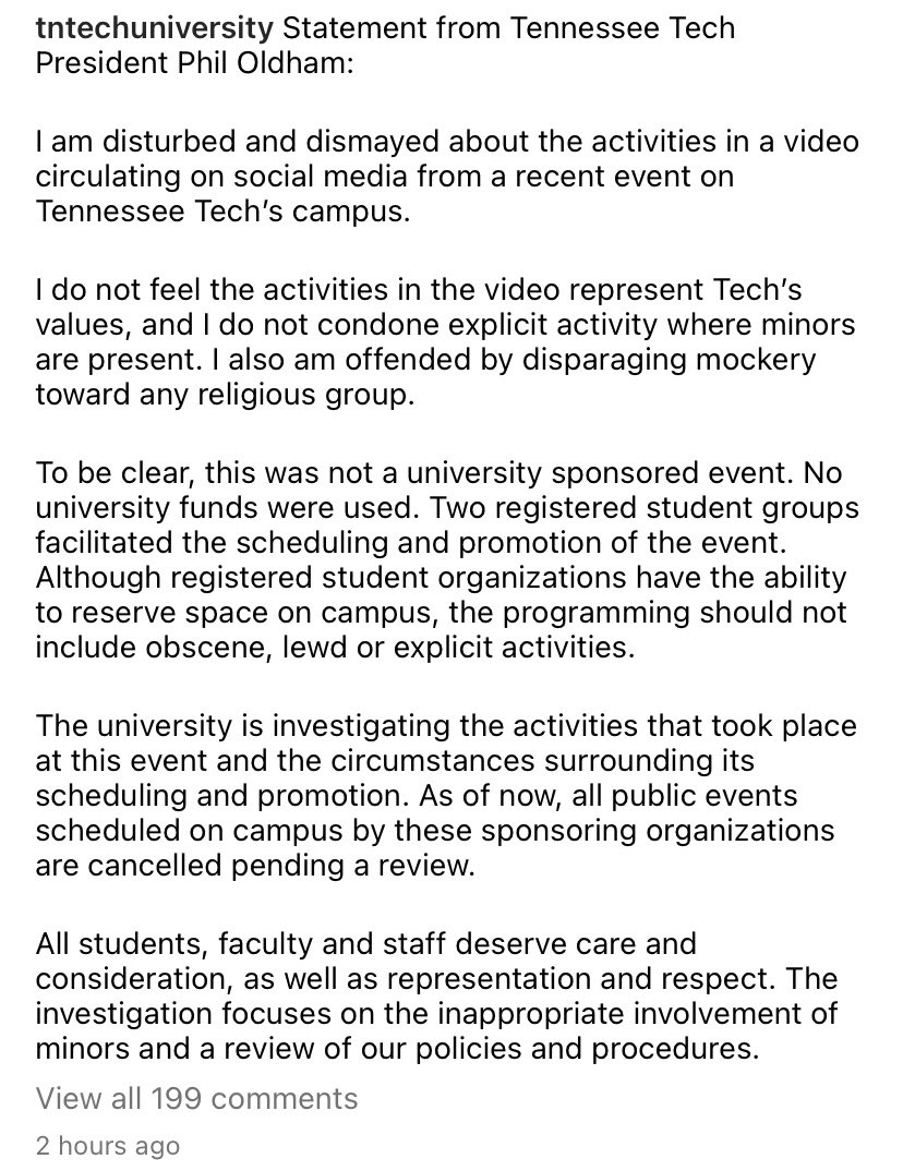 Libs of tiktok on twitter update tennesseetech president put out a