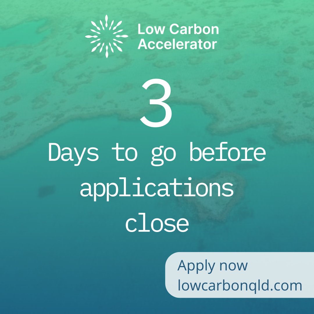 lowcarbonqld's tweet photo. Applications are closing soon. Get in now for your chance to be part of our 2022/23 program 👉 https://t.co/H5LZS7EME0
#lowcarbonqld #QLDClimateAction #QLDClimateTech https://t.co/lyBzxon48f