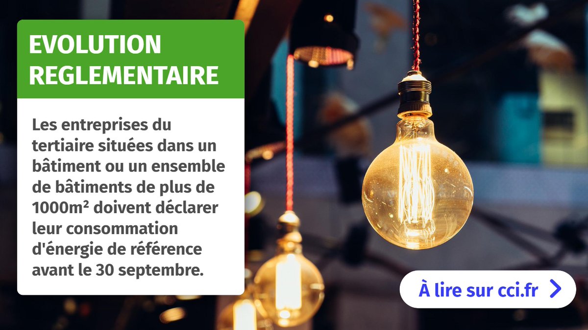 ⚠️⚡️Entreprises du tertiaire : N'oubliez pas de déclarer votre consommation d'énergie de référence avant le 30 septembre 2022 !
Cette obligation vous concerne si votre entreprise est située dans un bâtiment ou un ensemble de bâtiments de plus de 1000m². bit.ly/3TWqkLt