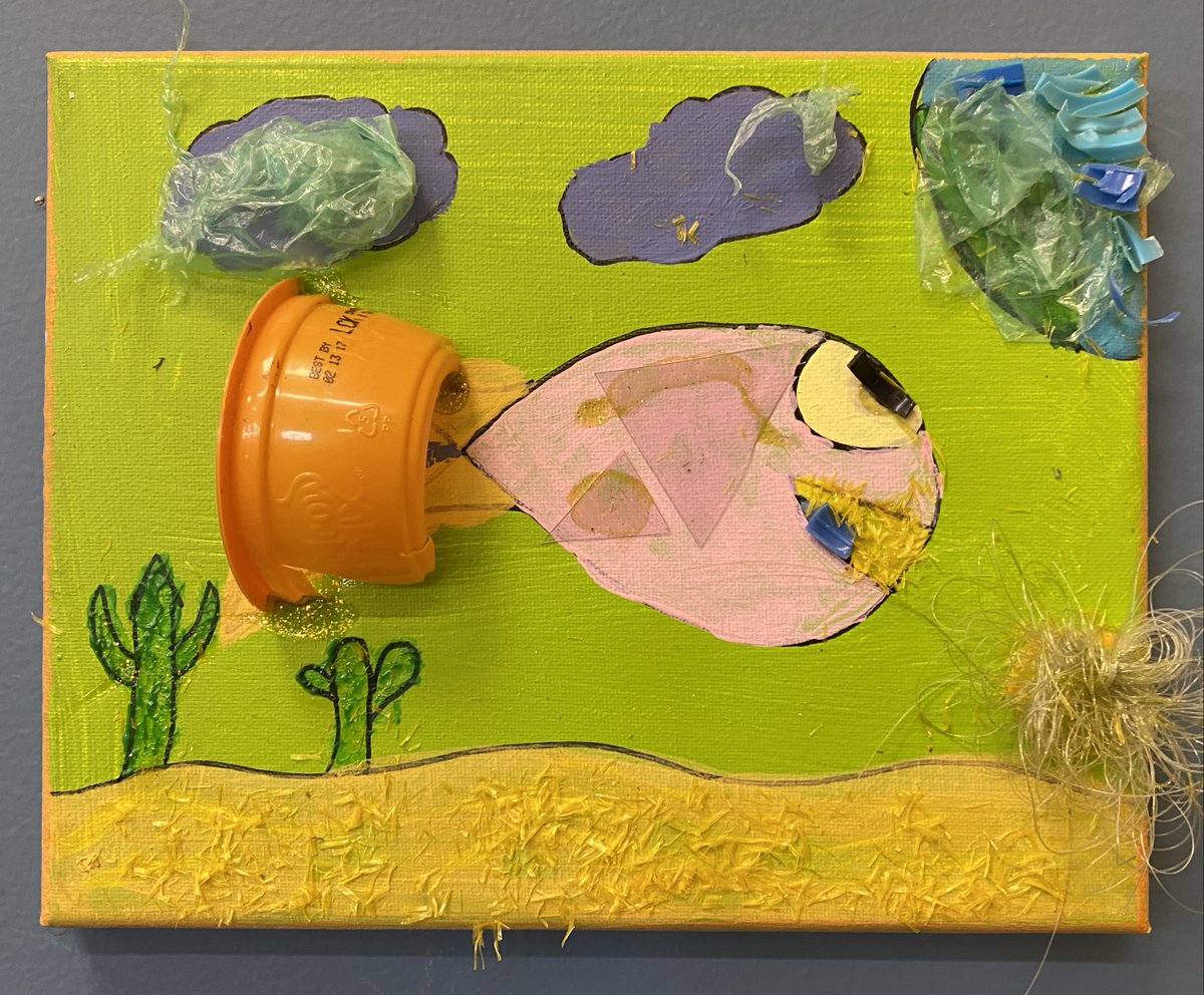 LottaFish's tweet image. Less Plastic More Fish | Artworks made with plastic debris by #nhvn elementary students are on display at @NHFPL Fair Haven. Exhibit reception 9/15 3-7PM. #UrbanWaters Initiative funded by #CTDEEP  #LessPlasticMoreFish #MenosPlásticoMásPescado #PlasticPollution #singleuseplastic