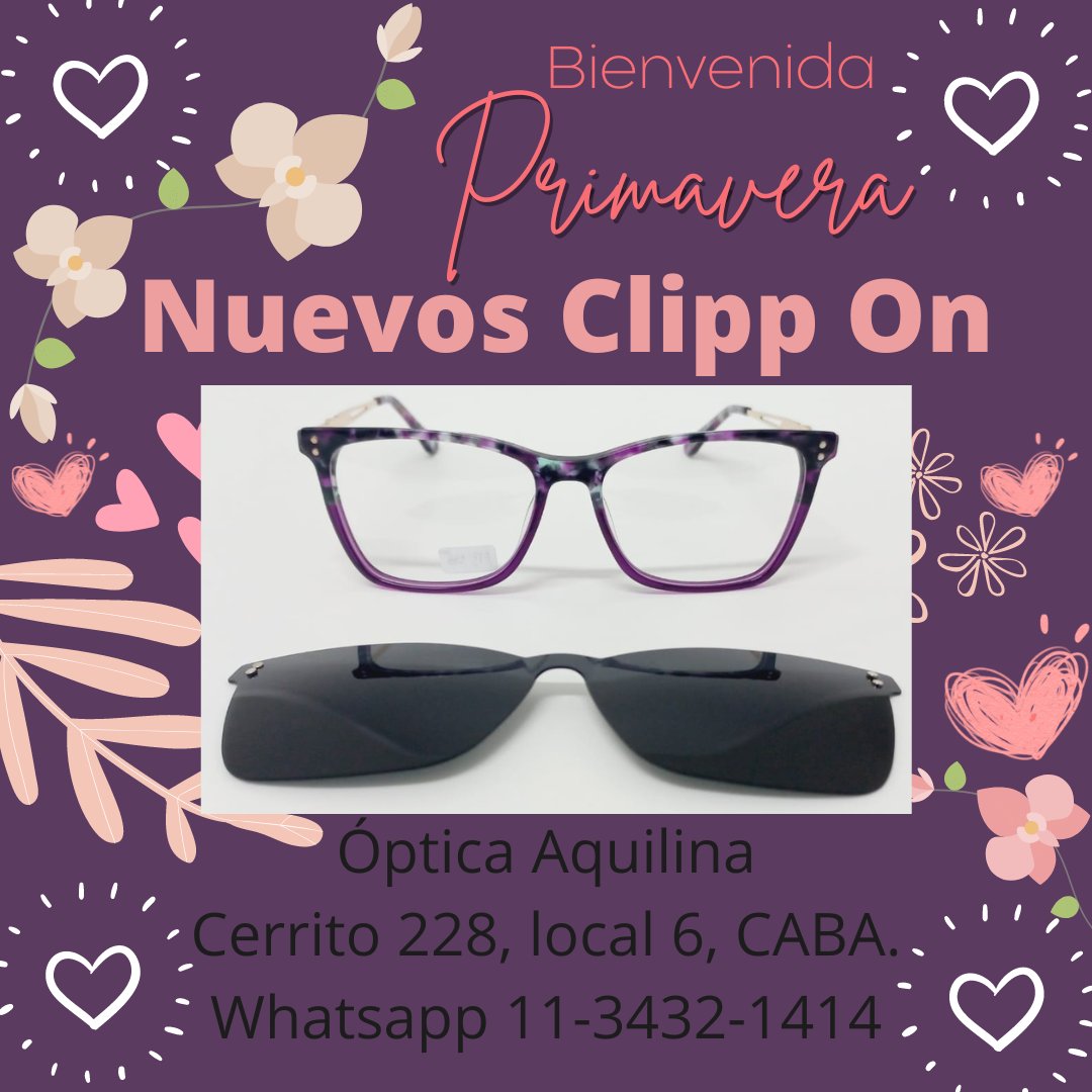 OpticaAquilina's tweet photo. 👓🕶🌞🧐🤓 Llegaron nuevos modelos de Clip On!!! Septiembre se vino con tutti! 😁☺️🤩👓🕶
#lentesdesol #lentesdemoda😎 #lentesópticos #moda #modaargentina #moda2022 #modafeminina #salud #bienestar #visión #OJO #promociones #promo #promoção #blueligth https://t.co/BQzItf0mXU