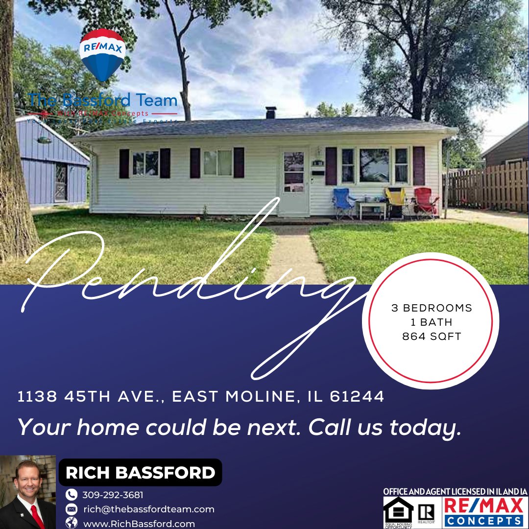 thebassfordteam's tweet photo. Call today to find out how we can help you get your home SOLD - 309-215-9400

#Realestate #Realty #Realtor #Realestateagent #Homeforsale #Househunting #Broker #homessold #closings #Newhouse #Forsale #Property #justlisted #Listing #Realestatesales #realestateinvesting #quadcities https://t.co/nwEhFuQzs8