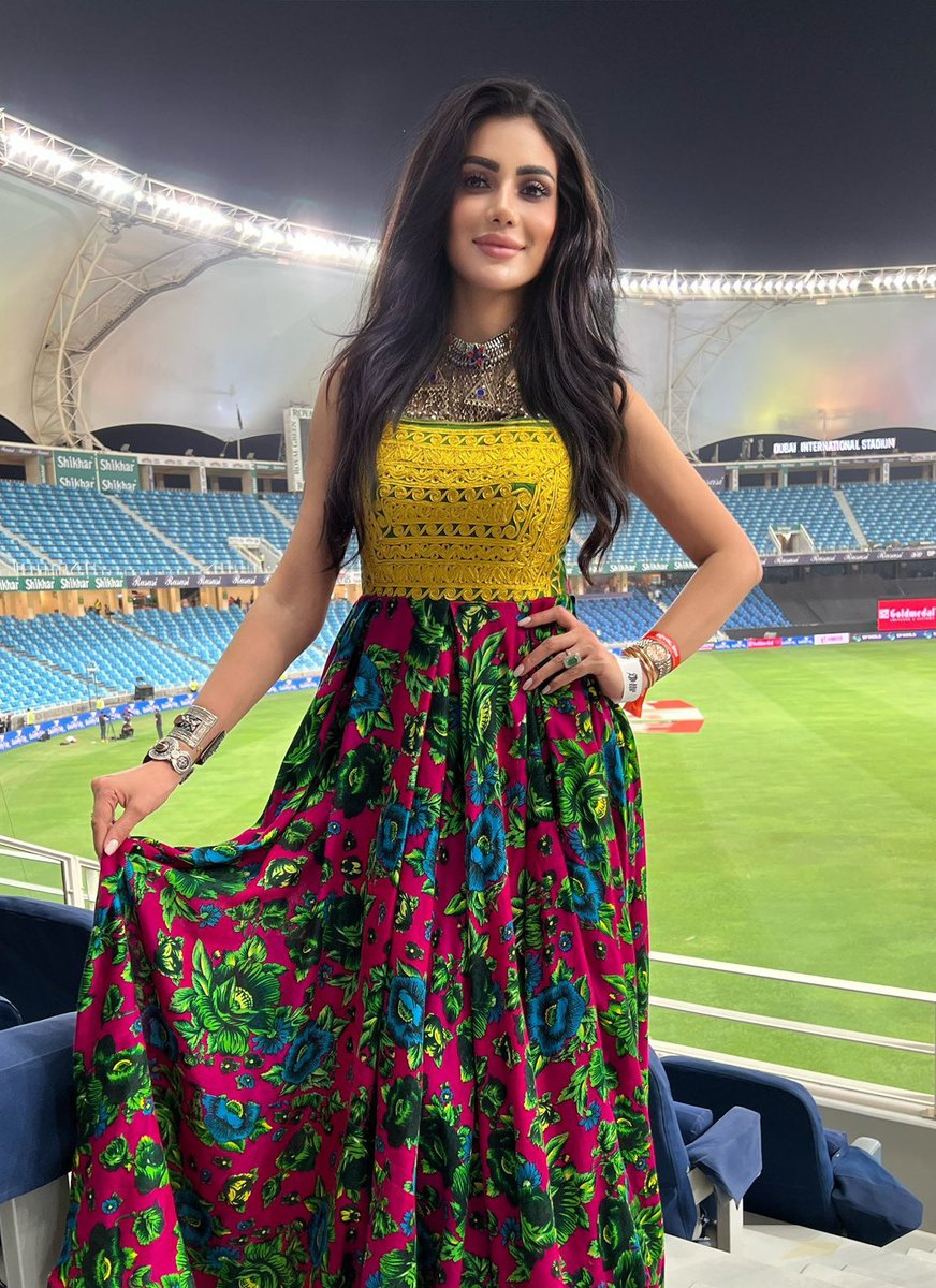 ShowbizAndNewz's tweet photo. Stunning @WazhmaAyoubi is looking like a fairy in her recent appearance in #INDvsAFG match ❤️ #AsiaCup2022 https://t.co/yMAvL8qbqz