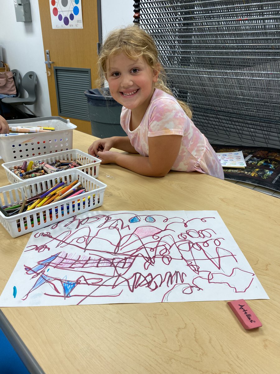 Kindergarten is practicing line, tracing, and coloring in shapes! Great job, Mr. George's class :)