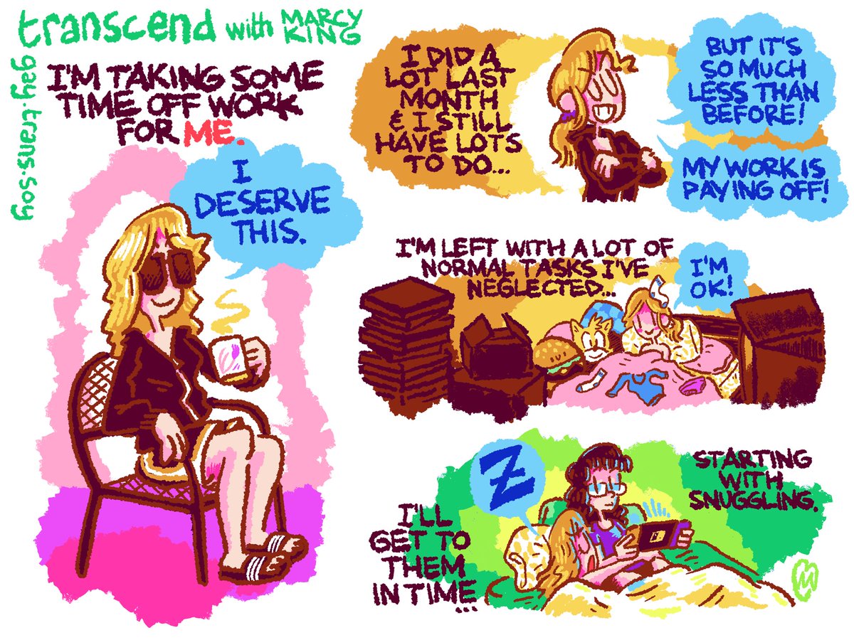 MarcyKingUltra's tweet image. Entering my 3rd year in the #WWeek, I've decided to add a splash of color to my already colorful life! #transcomics