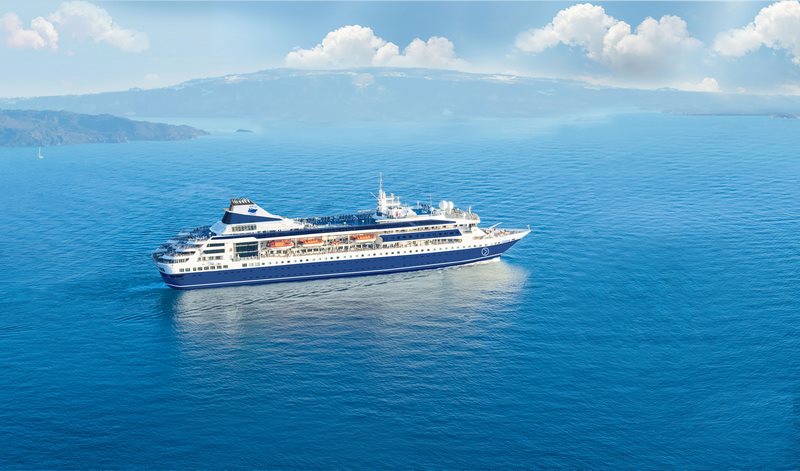 shipspassion's tweet photo. Completing 30 years of service in 2022, the Gemini received a new livery in August. Now sporting a blue hull and a striped superstructure, the 20,000-ton vessel is presently in service in the Eastern Mediterranean for #MirayCruises. https://t.co/5ggpdYWfZ4