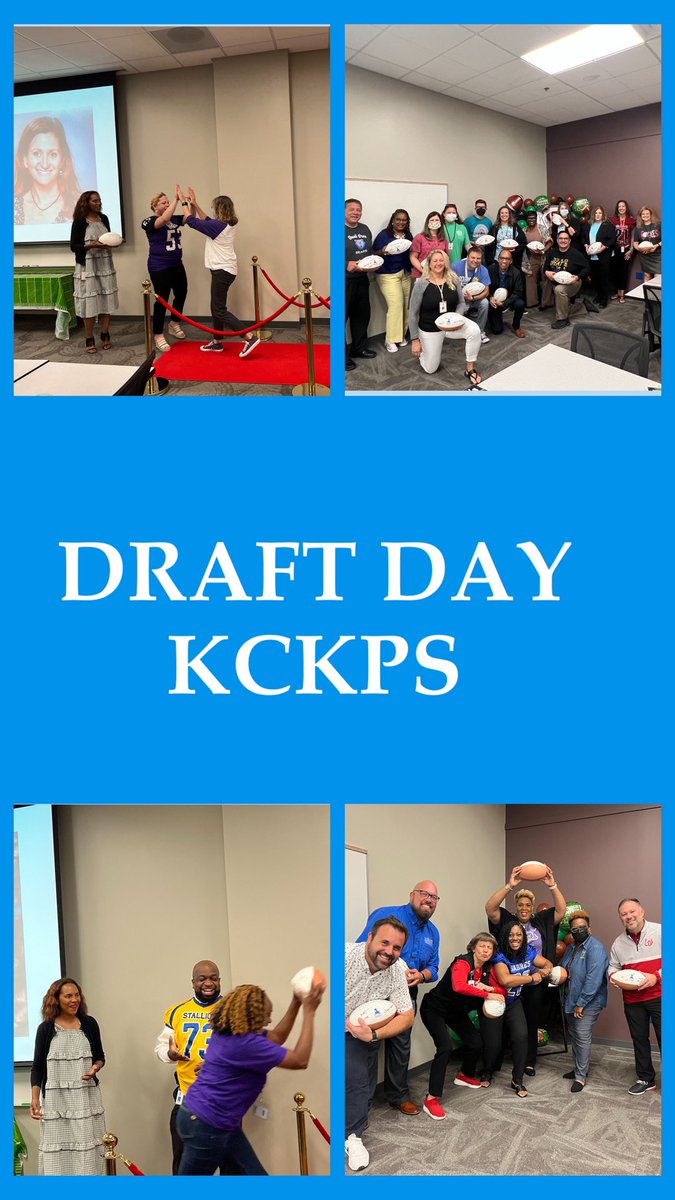 LBilboErvin's tweet photo. Kicked off the first Principals Meeting of the year!!! Excited to celebrate, energize, and “draft” our franchise players🎉🎊🎉🎊 #coaching #feedback #practice @AhuskerAmy @Mstewart_2u @KristenScottISU @kckschools https://t.co/u4Q04DuZ1m