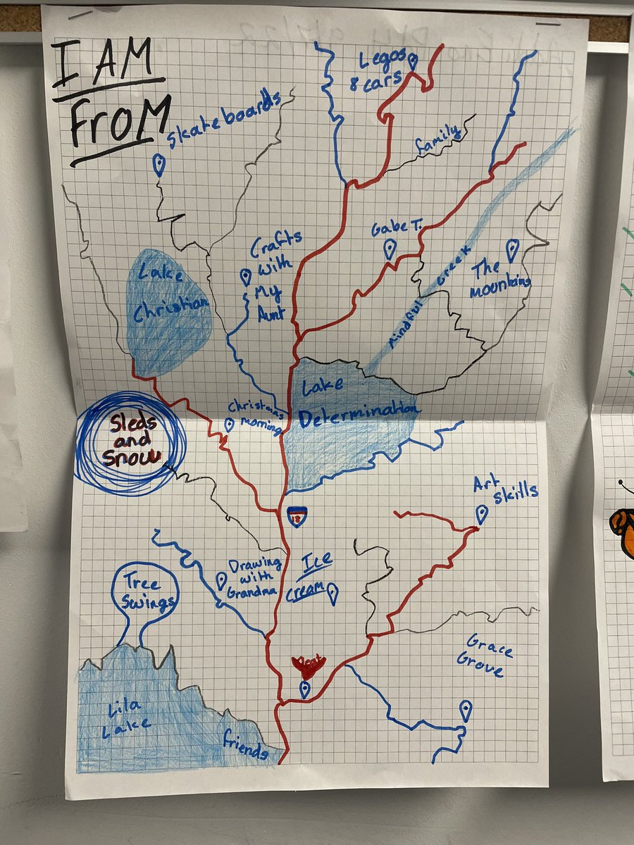 JuliaFliss's tweet photo. What happens when “Where I’m From”visual poems/maps meet Geo-Literacy, the 7Ds & the #SDGs? A living, breathing, thinking, feeling map of our community. #ThinkGeographically #LakeDetermination #COMEALIVE #NOTjustaKid #GalleryWalk https://t.co/eDEeA3bw9w
